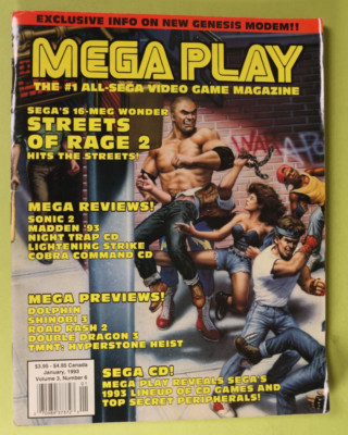 Mega Play January 1993 Vol 3 No 6 Sega Video Game Magazine Streets of Rage Sonic