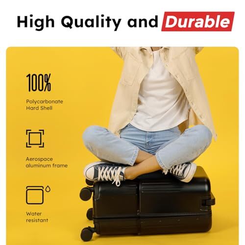 VELO 3-in-1 3-in-1 Expandable Hardside Luggage, Carry On Spinner Wheels Black - Photo 4/5