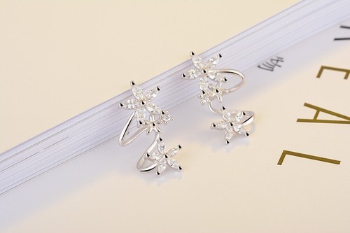 Flower Crystal Earring for Women Korean Ladies Fashion Girl Female Ear Accessori - Picture 5 of 5