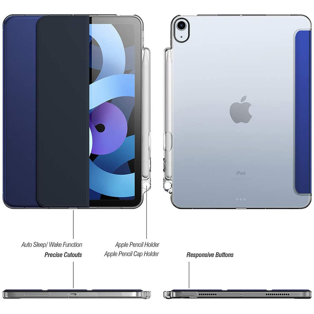 iPad Air 4 2020 Tablet Case [Auto Wake/Sleep] Magnetic Leather Smart Cover Blue-image