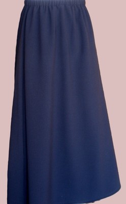 Ladies Skirt long full modest navy blue solid polyester size Plus 2X 26 28