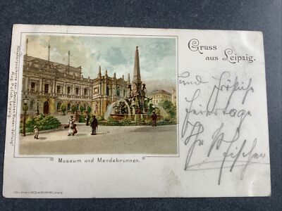 AK Leipzig, Museum Und Mendebrunnen Litho Künstlerkarte 1938