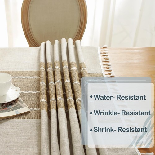 Elegant Waterproof Cotton Linen Tablecloth 55''x120'' for Holiday Dining - Picture 6 of 10