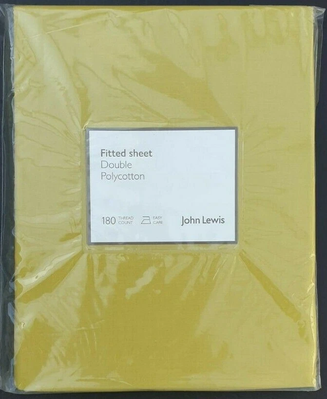 John Lewis Fitted Sheet Double Polycotton 180 Thread Count Sulphur