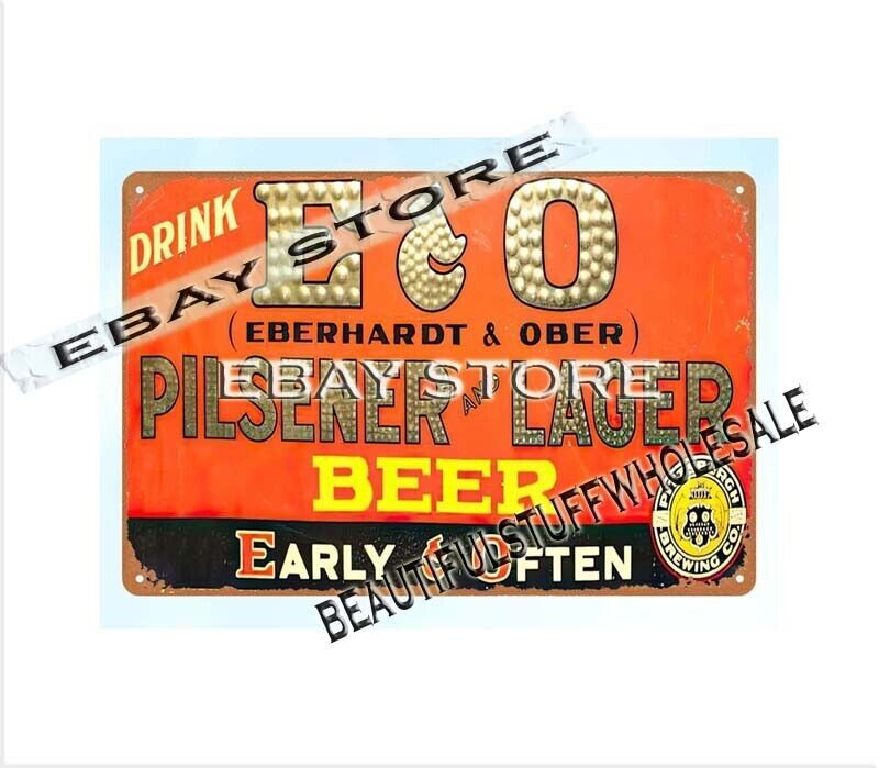 Vintage E&O Pilsener Lager Beer Tin Sign for Pub or Lounge Wall Art