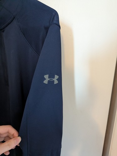 Under Armour Cold Gear Reactor 1/4 Zip Jacket Mens Size L Navy Blue Pullover - Picture 10 of 15