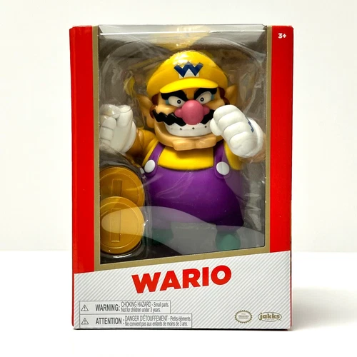 Jakks Pacific Super Mario Nintendo Wario w/ Coins 4" Figure 41519 Mint Condition
