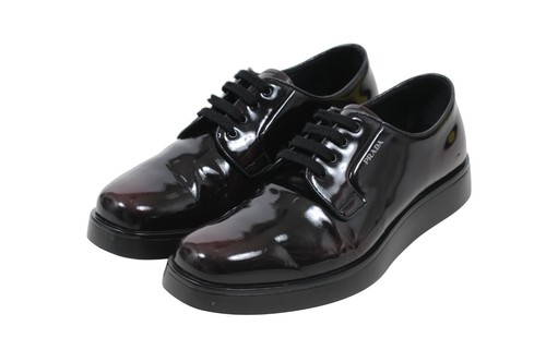 Zapato informal Prada Derby US7 UK6 cuero borgoña plataforma gruesa suela de goma - Imagen 3 de 9