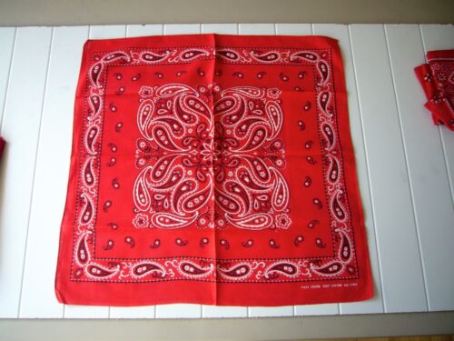 Red Fast Color Vintage 100% Cotton Bandana Made in USA RN13962 EC SCARF NOS
