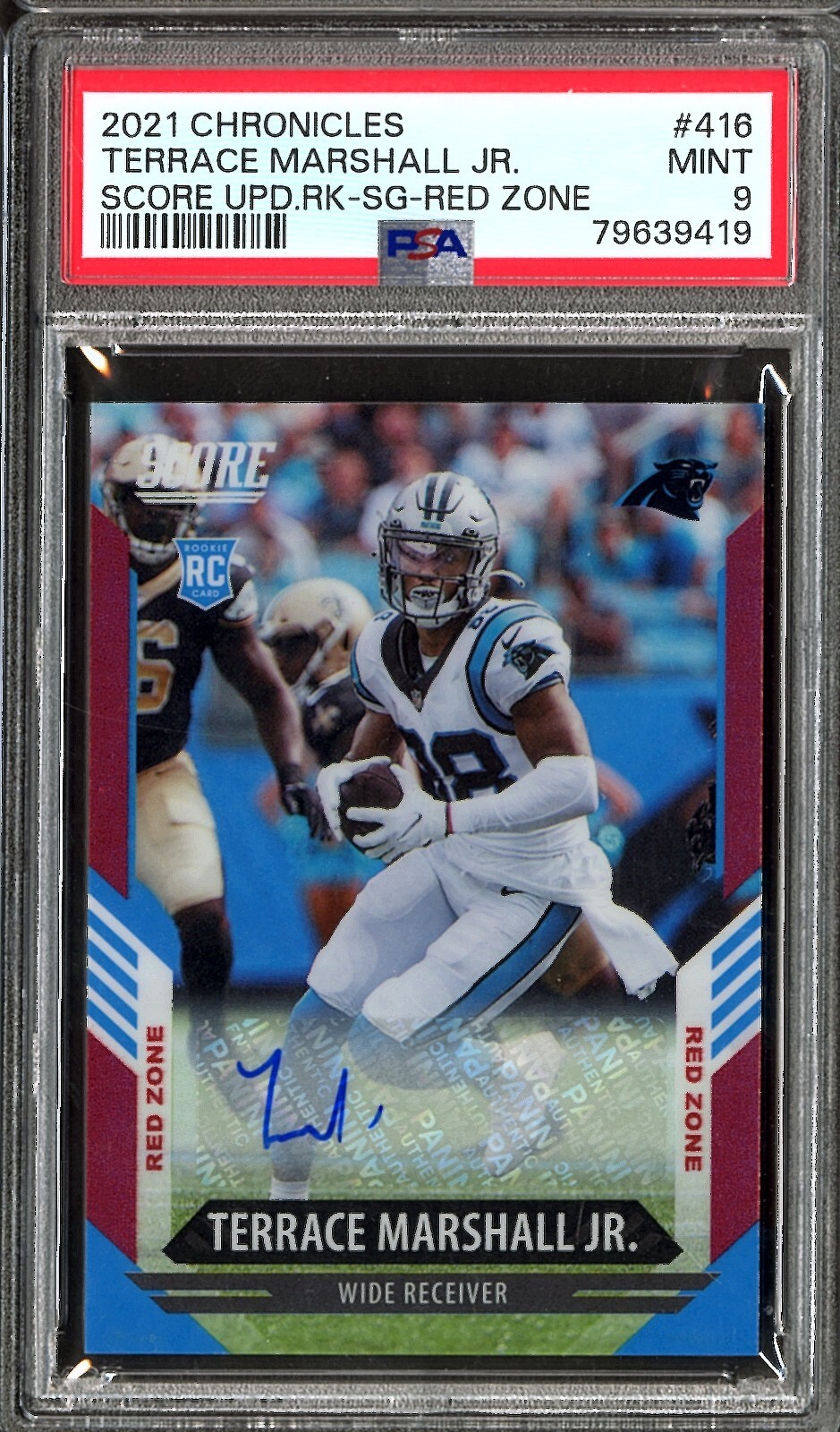 Terrace Marshall Jr. Panini Chronicles Score Update Rookies #416 Signatures-Red Zone