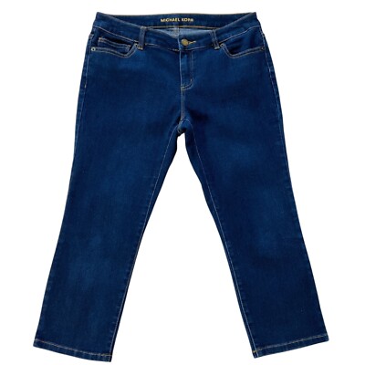 Michael Kors Womens Jeans size 4 Dark Wash Capris Crop x22'' Cotton Denim Stretch