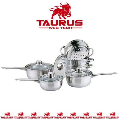 6x Dampfgarer & Kochgeschirr Set Edelstahl Soßenpfanne Topf Küche Kochen UK KOSTENLOSER VERSAND