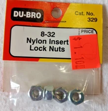 DU-BRO CAT. NO. 329 ~NIP~8-32 Nylon Insert Lock Nuts