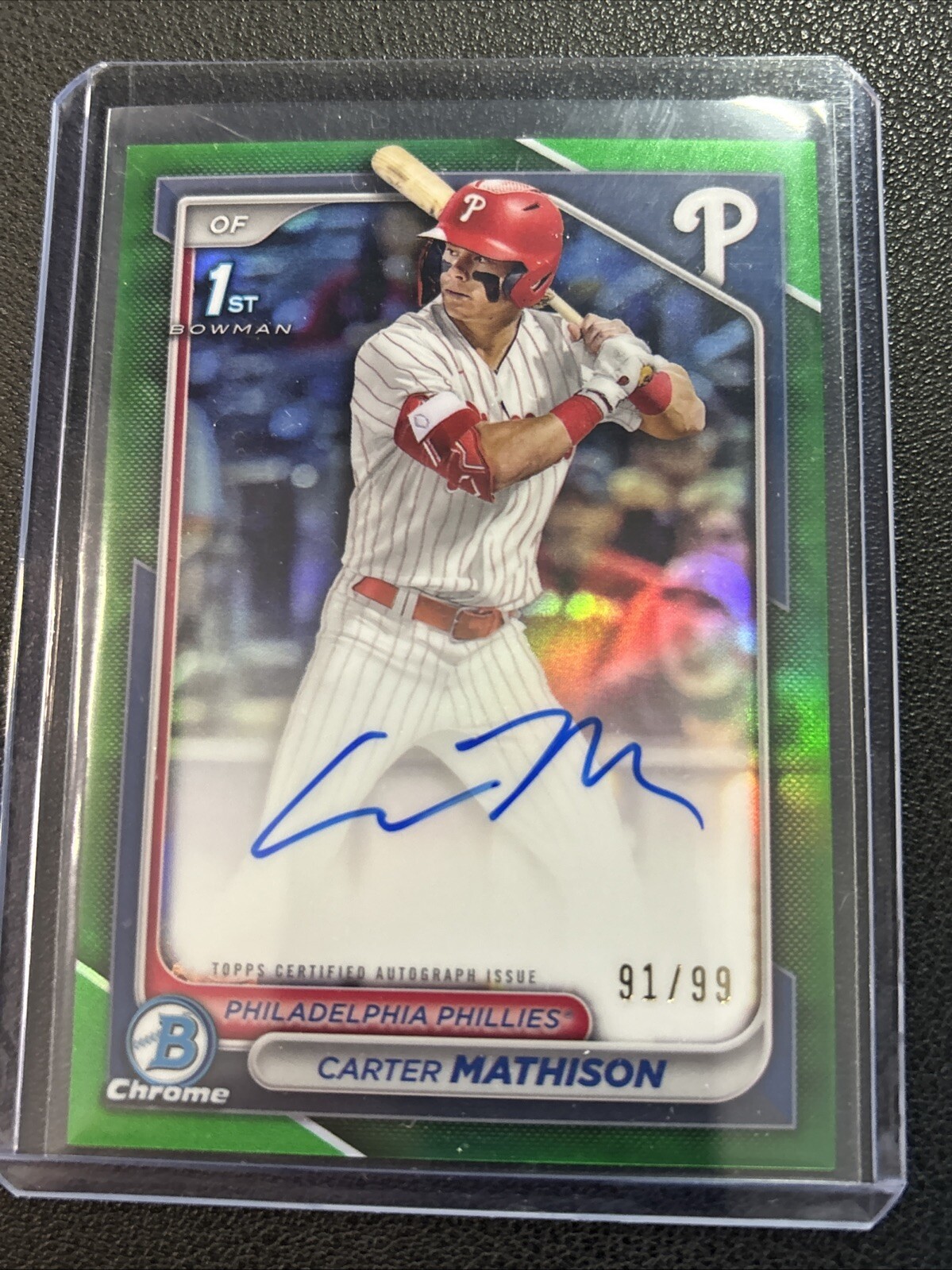 2024 Bowman Draft Chrome 1st Bowman Carter Mathison Auto Green  91 /99