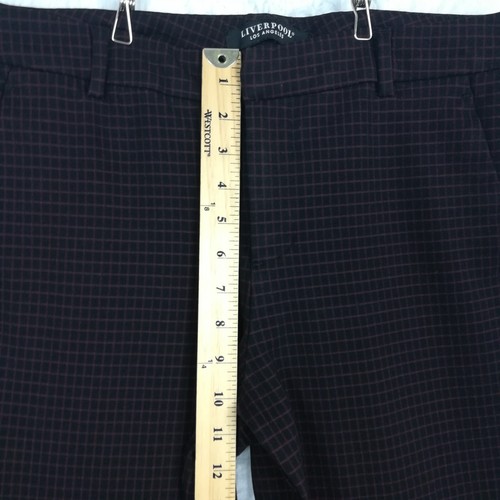 Liverpool Womens Pants Slim Leg Ankle Cranberry Black Check Mid Rise Stretch 10 - Picture 4 of 11