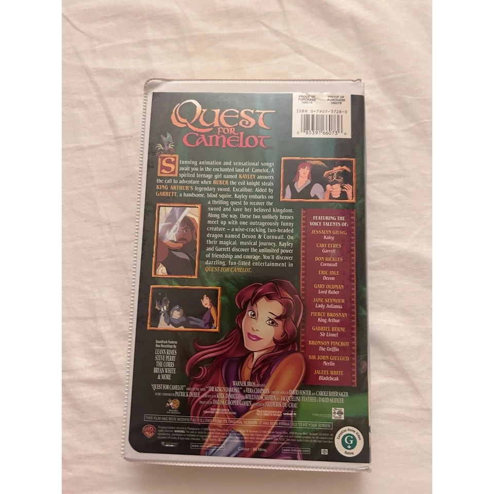 Warner Bros Quest for Camelot VHS Video Cassette Tape Clamshell - Image 3 of 3