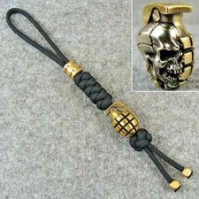 550 Paracord Brass " Grenade + Skull " Knife Lanyard Tassel Bead Beads GH344