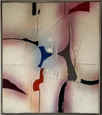 PAUL MAXWELL VINTAGE MODERN ABSTRACT EXPRESSIONIST OIL PAINTING OLD CUBISM 1960s