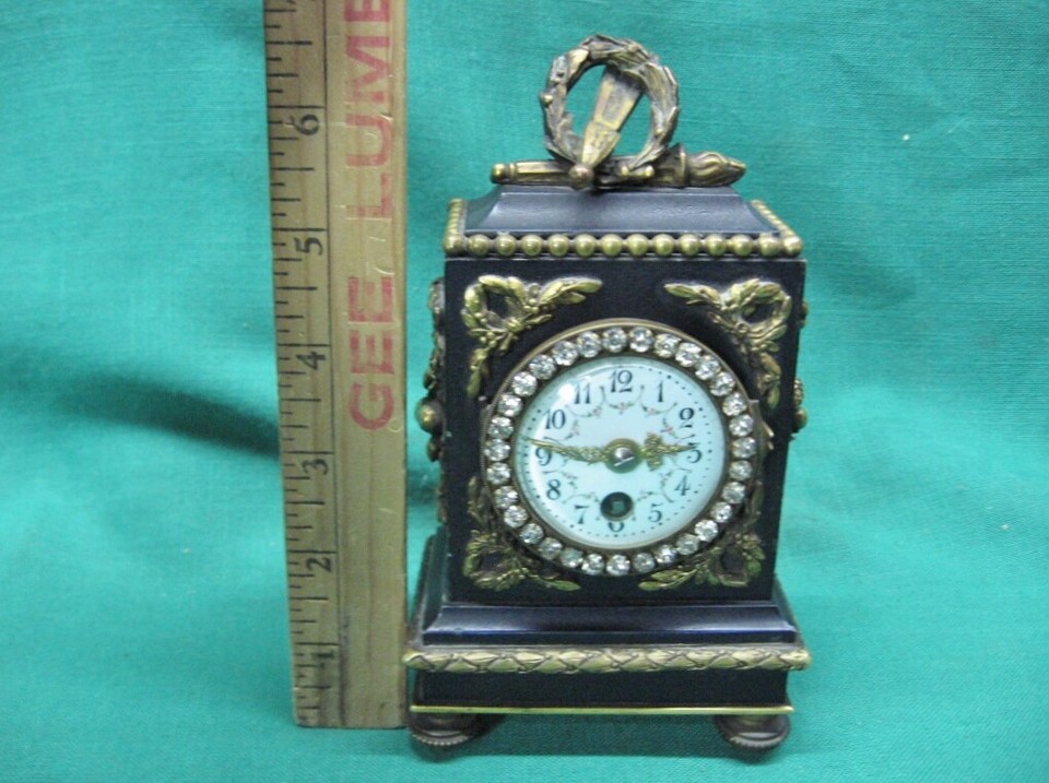 Antique French Gilt Bronze Mounted Carriage Clock with 31 Jewles around ...