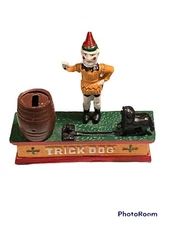 Trick Dog Mechanical Coin Bank Cast Iron Vintage   Swanky Barn
