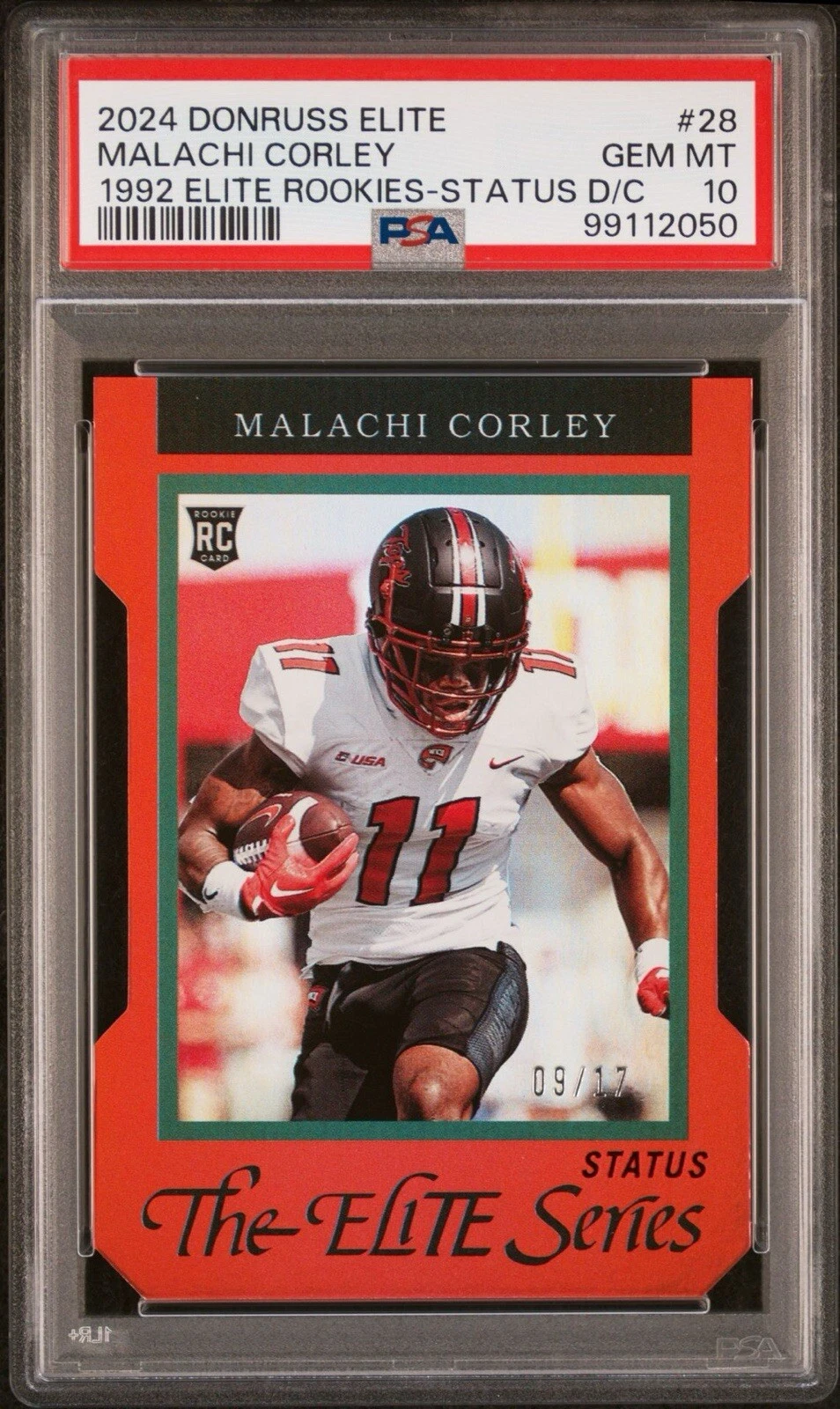 Malachi Corley Panini Donruss Elite 1992 Elite Rookies #28 Status Die-Cut