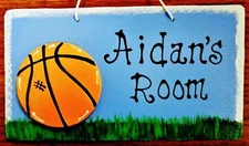 Personalize BASKETBALL Name SPORTS SIGN Room Door Kids Wall Art Hanger Plaque