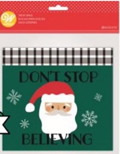 Santa Resealable Treat Sandwich Bags 20 Ct Wilton "Don't Stop Believing" Party - 第 1/3 張圖片