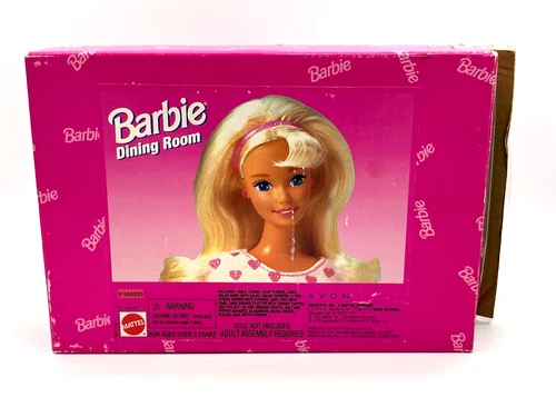 Vintage 1997 Avon Barbie Dining Room Set NOB 67150-91/F166531 w/Extras No Manual