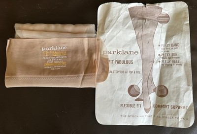 Vintage New Parklane Stockings M Fit Fabulous Flexy-Top Heel Toe Seamless Nylon