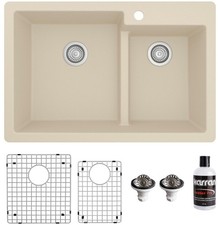 Karran USA QT-811-PK1 Quartz QT 33" Drop In Double Basin Quartz - Beige