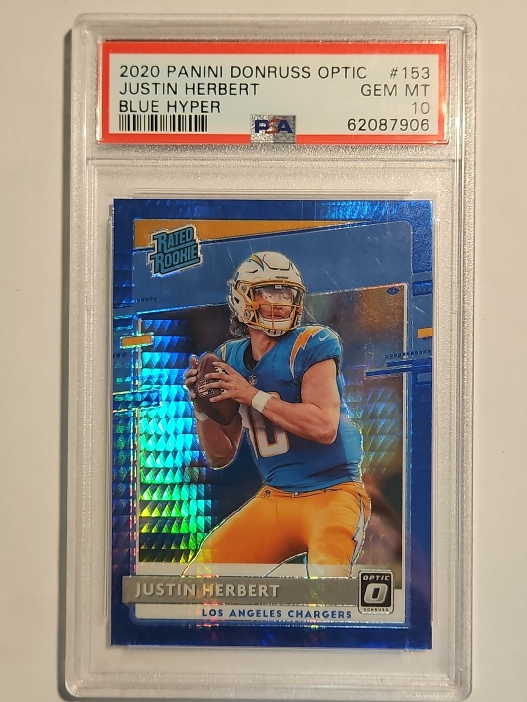 2020 Donruss Optic Blue Hyper Justin Herbert PSA 10 Rookie RC Chargers 💎