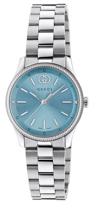 Gucci G-Timeless Damenuhr Edelstahl Blau Zifferblatt Diamant Quartz YA1265068