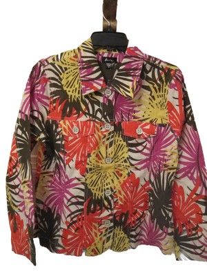 New ANALOGY Women s Jacket Colorful Floral Top Women s Size M NWT
