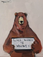 Charming Brown Bear PRINT by Artist Jose Trujillo Figurative Painting 16x20