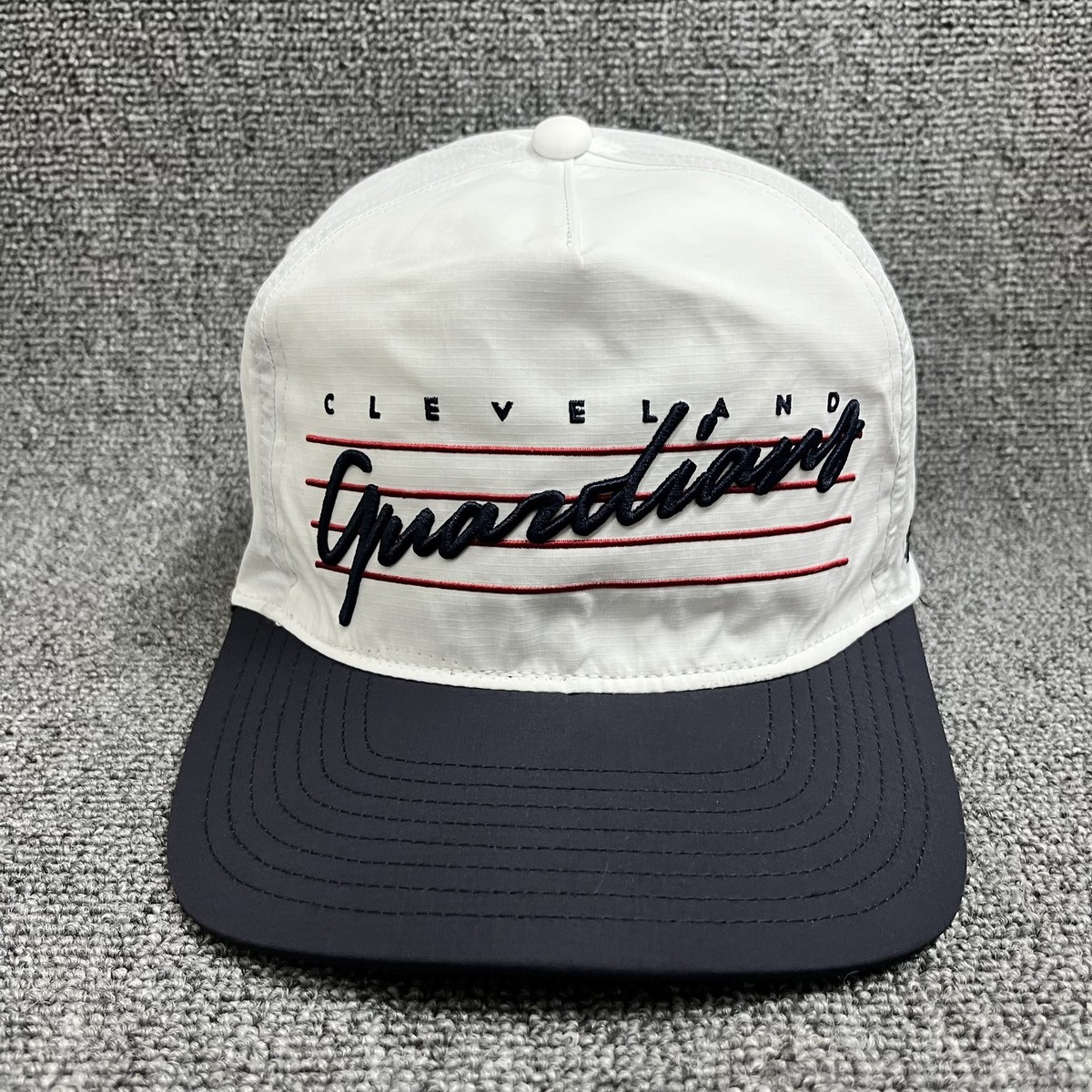 '47 Brand Cleveland Guardians Snapback Hat White Ripstop Black Brim New