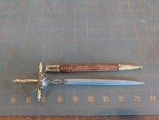 Vintage Miniature Sword Letter Opener With Sheath  9"