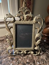 Picture Frame, Victorian ornate brass, easel back, Vintage