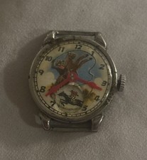 Antique 1900s LITHO TIN TOY Japan Wrist Watch STORY TIME COWBOY WESTERN THEME