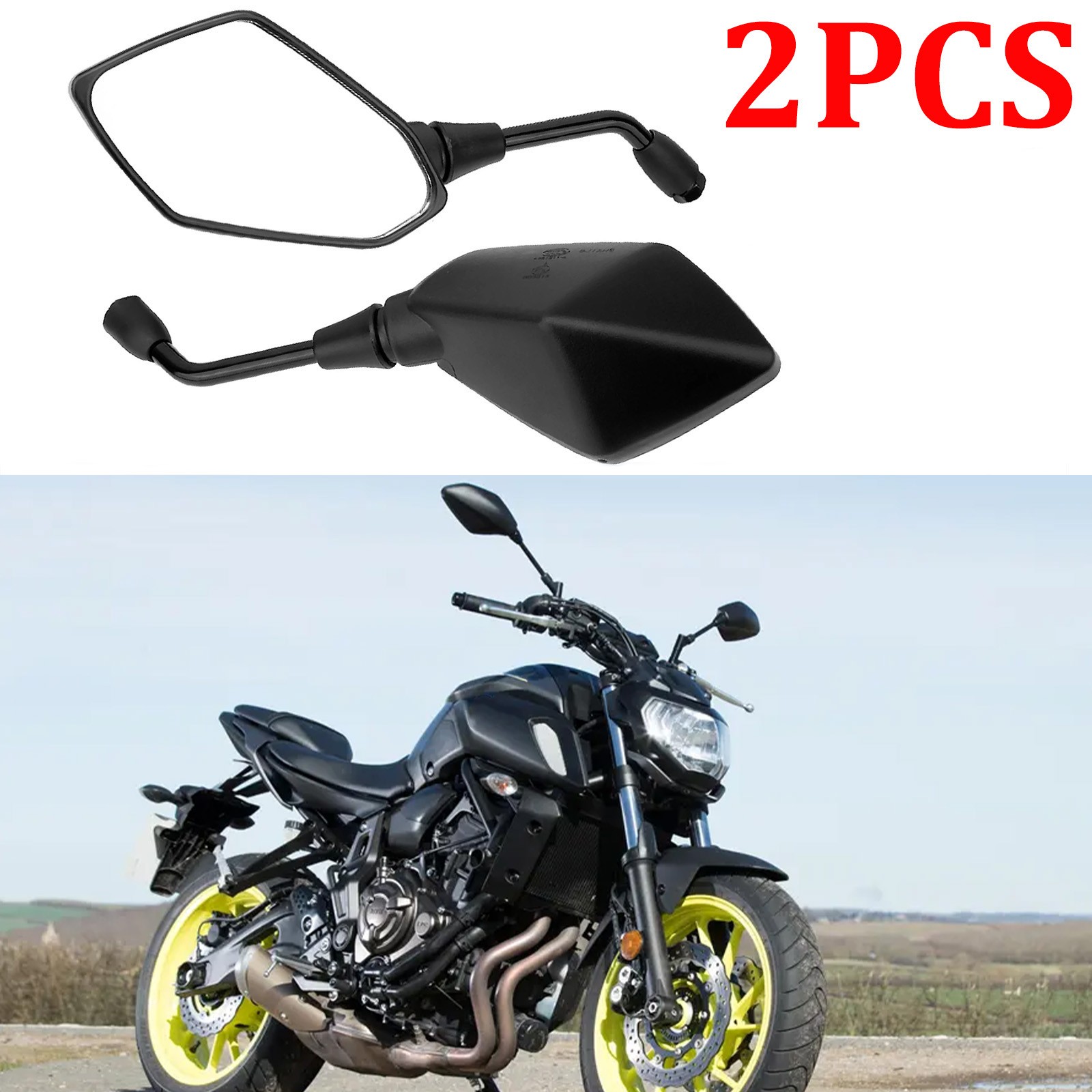 For Yamaha MT-07 MT-03 MT-09 Pair 10MM Motorcycle Side Mirrors Rearview Black