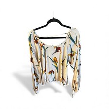 O'Neill Floral Light Pink Long Sleeve Women's Top-Light weight fabric Small