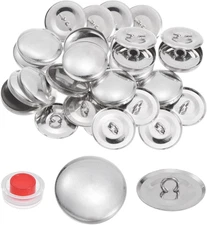 20 Sets Self Cover Button Kit 36L 0.9" 23Mm with Wire Backs Aluminum Buttons to