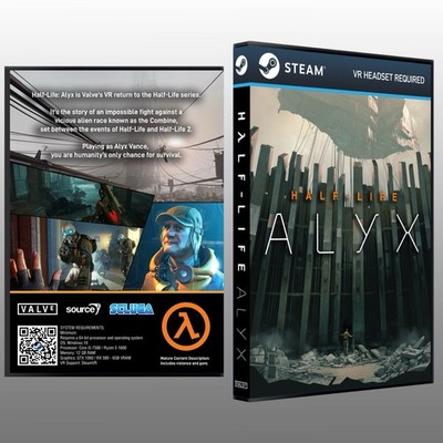 Half-Life Alyx (Steam VR) CUSTOM DVD Game Case For Display (No Game Or Manual)