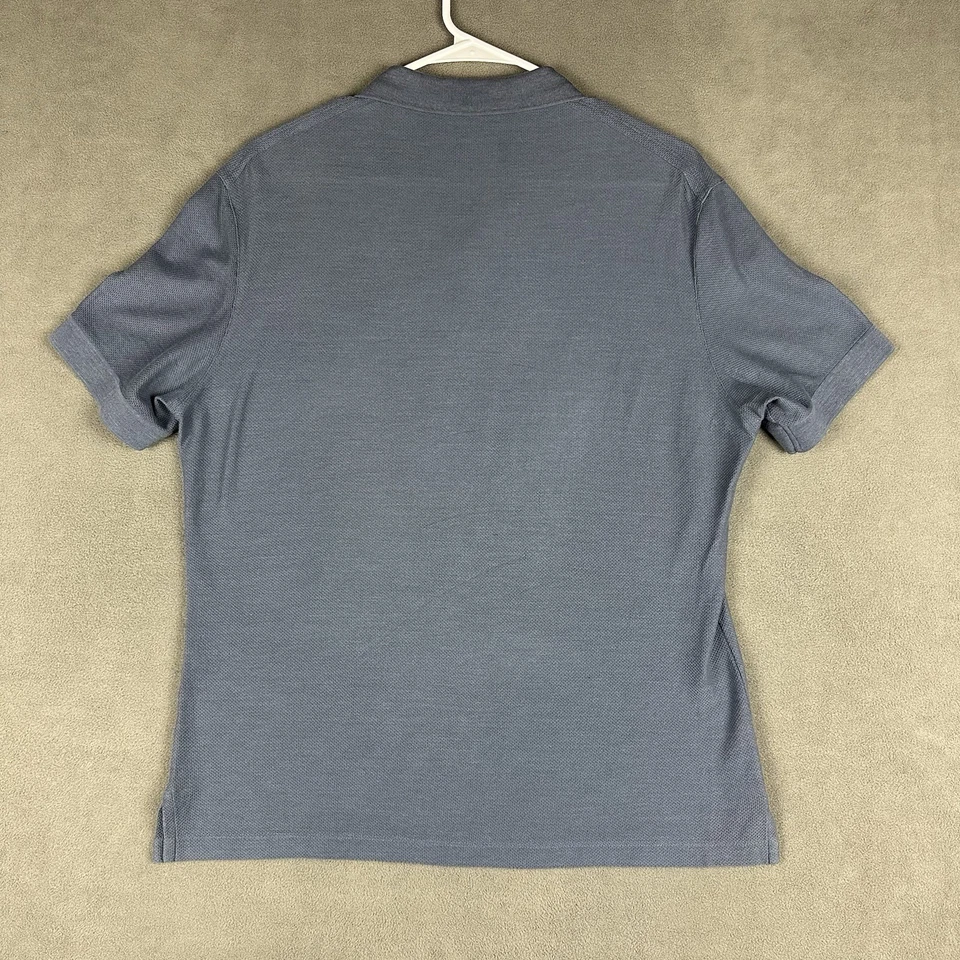 Ermenegildo Zegna Shirt Mens Small Blue Pique Short Sleeve Polo Cotton Designer - Image 2 of 4