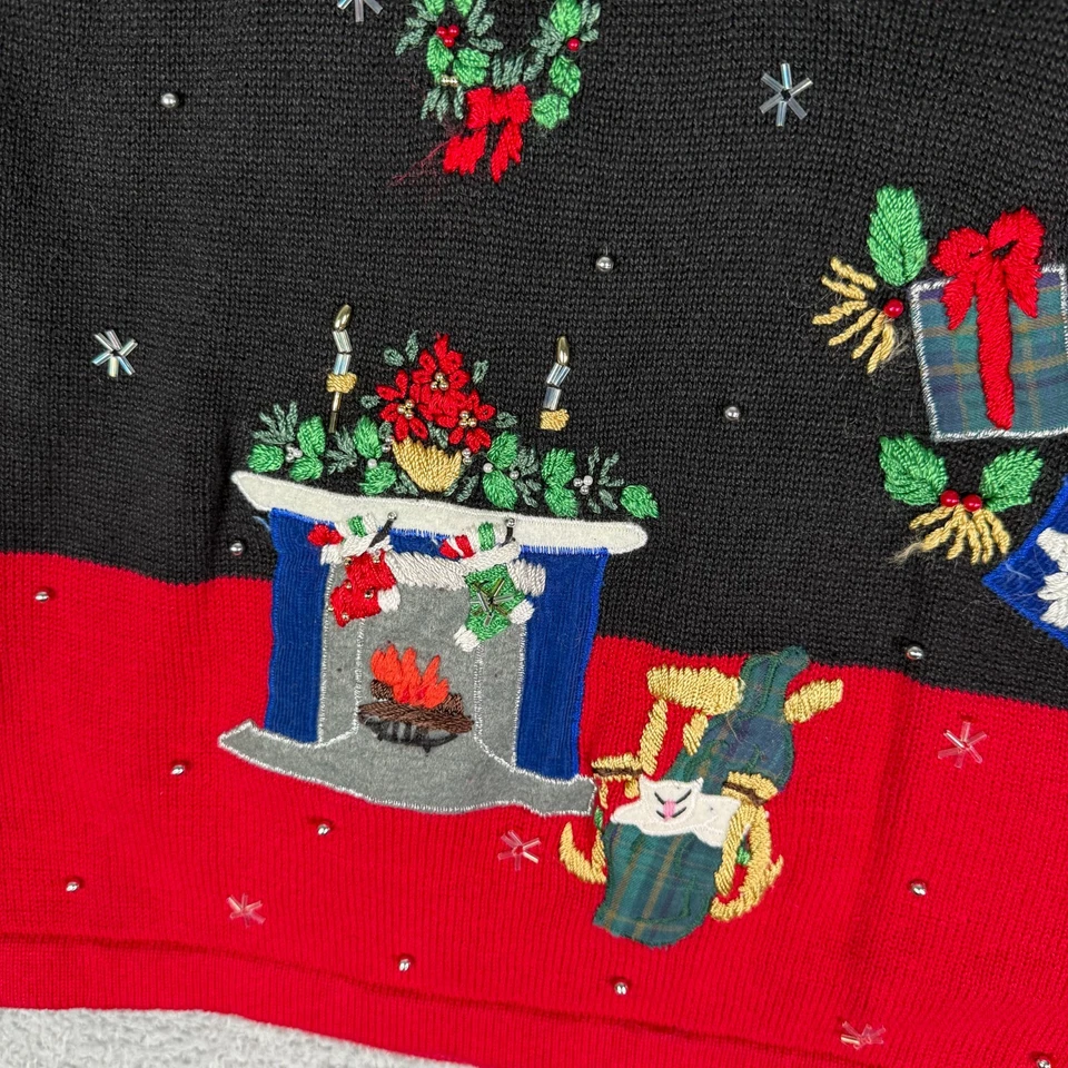 Suéter Tejido Navidad Vintage Años 90 Para Mujer Mediano Navidad Mañana Árbol Largo Foto 4 de 4