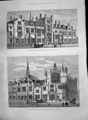 Altes 1890 Kirchenhaus Dean'S Yard Westminster Smith Tommy Pet Deer Wo viktorianisch