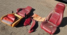 MAZDA MX5 RED LEATHER SEATS (MK1 / 2 1989 to 2005) STRIPPED FOR RE-TRIM / REPAIR