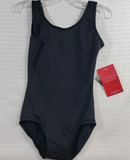 Capezio Black Tank Leotard Scoop Neckline Front  Back Child Sz Small