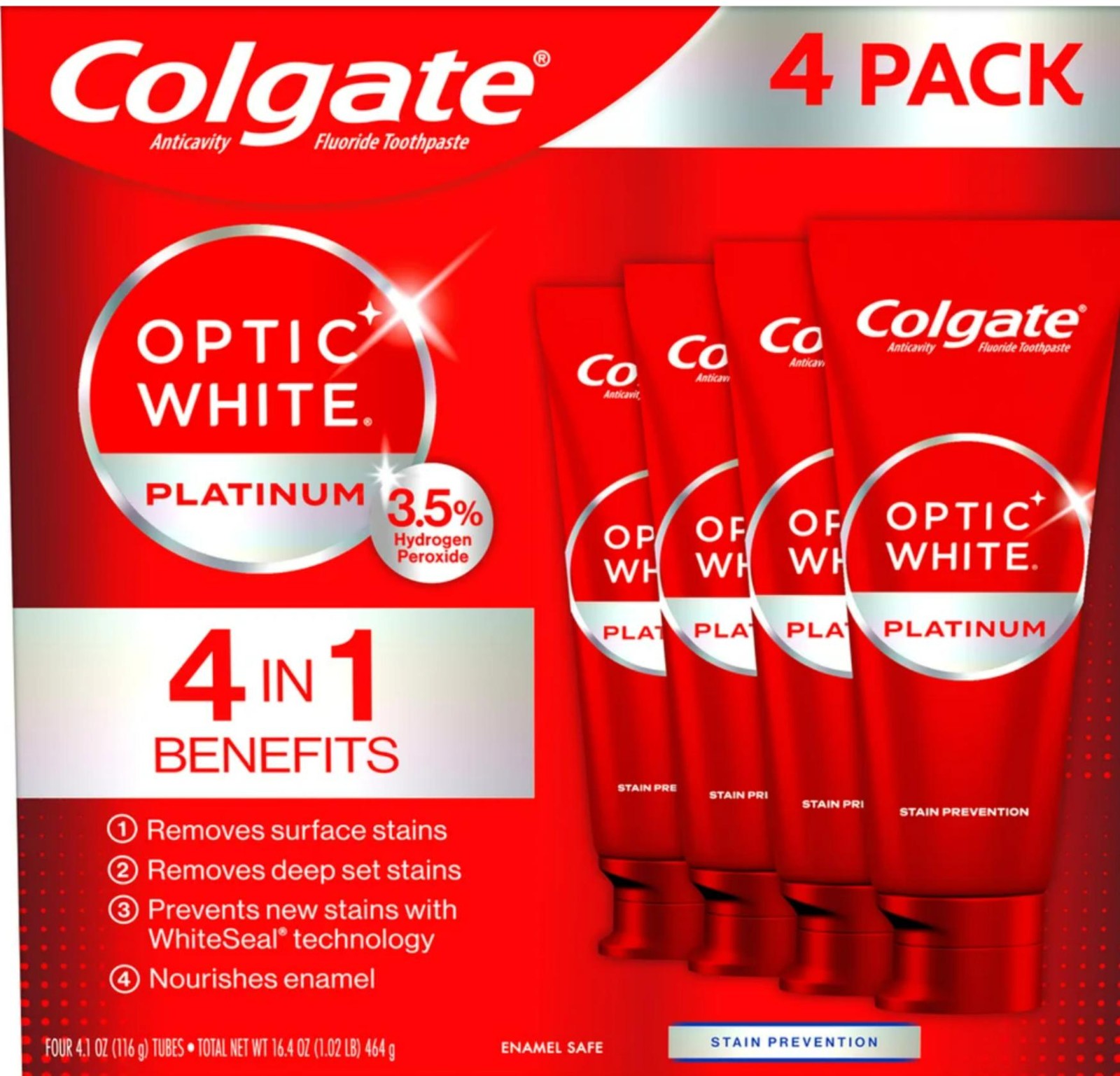 Colgate Optic White Platinum Toothpaste 4.1 oz, 4-Pack 35000977755| eBay