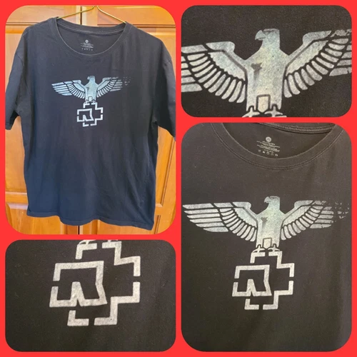 Vintage Y2K Rammstein Deutschland Eagle Logo Heavy Metal Band Tee T-Shirt 2XL - Picture 1 of 13