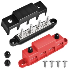 Bus Bar 250A 12V Power Distribution Block 4 x 5/16"(M8) Studs for Automotive Mar